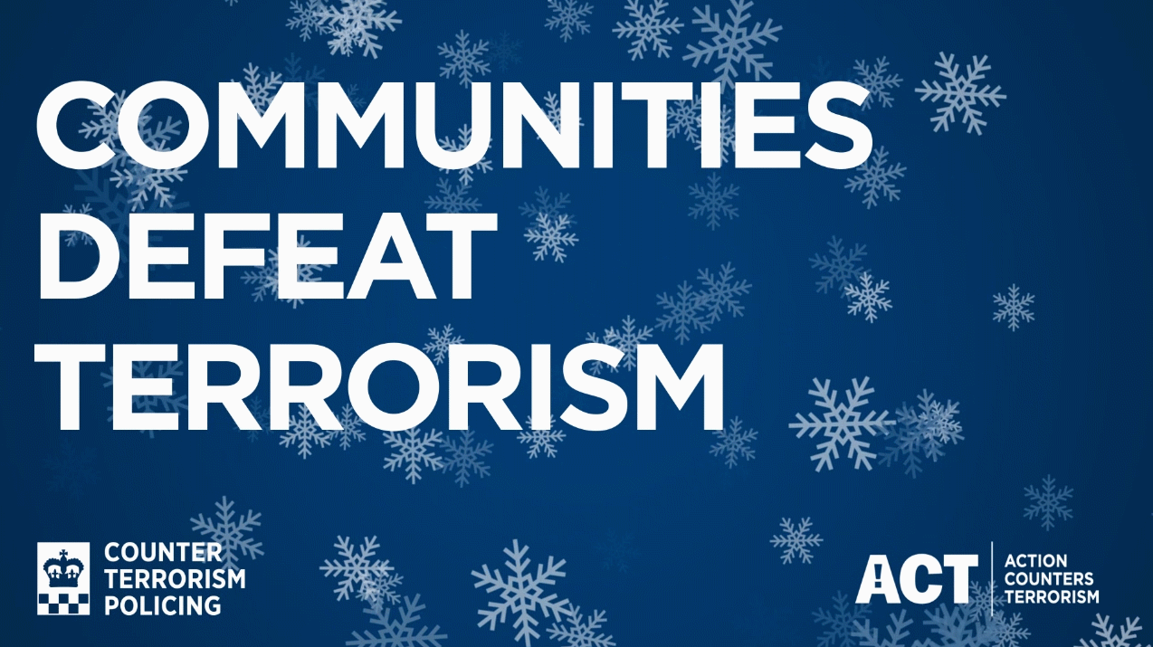 Text reads 'communities defeat terrorism' and links to the terrorism and extremism page