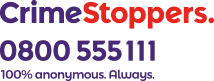 Crime stoppers report a crime logo with telephone number